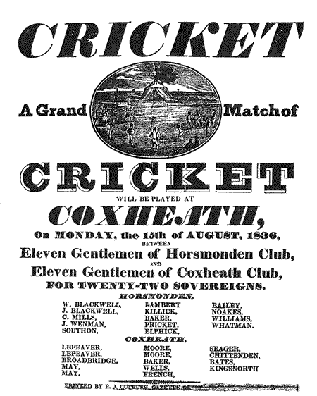 1836 HCC vs Coxheath Poster