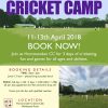 BOOK NOW! Easter Cricket Camp 11-13th April 2018 Easter Cricket Camp